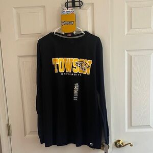 NWT Towson University XL unisex Black Long Sleeve T-shirt Logo w/ cooler